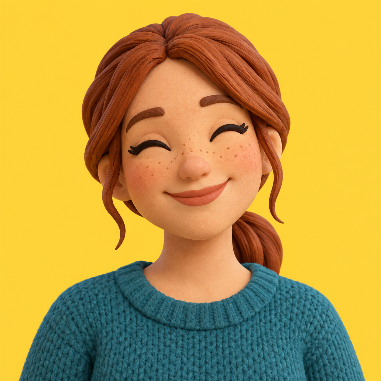 Clay portrait of a smiling mom